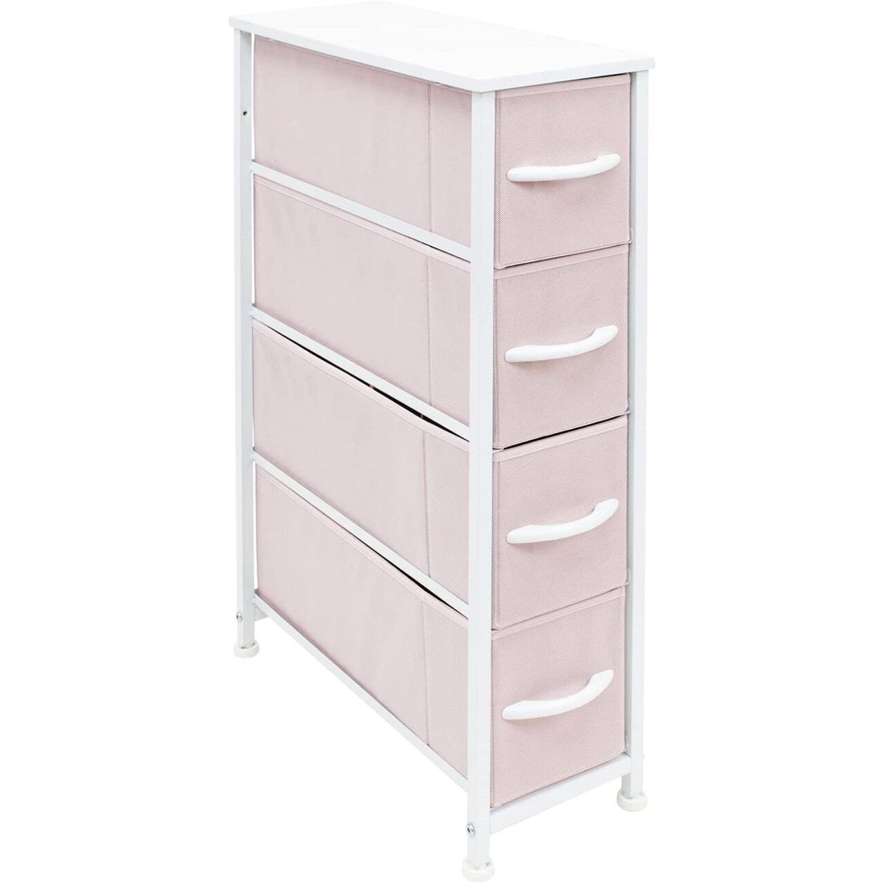 Sorbus 4 Drawers Narrow Dresser - with Steel Frame, Wood Top & Easy Pull Fabric Bins for Small Spaces, Closets, Bedroom, Bathroom & Laundry